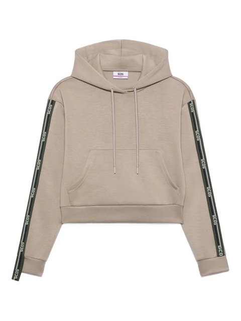 GCDS stripe-knit hooded knitted top - Neutrals - zdjęcie produktu nr 1