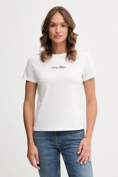 Tommy Hilfiger t-shirt bawełniany damski kolor biały WW0WW47460 - zdjęcie produktu nr 1