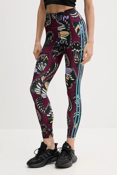 adidas Performance legginsy treningowe x Farm Rio damskie kolor bordowy wzorzyste JL8627 - zdjęcie produktu nr 1