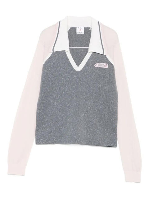 Casablanca Tennis long-sleeved polo top - Silver - zdjęcie produktu nr 1