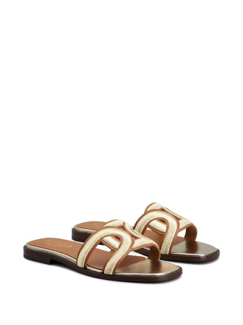 Tod's embroidered-strap leather sandals - Gold - zdjęcie produktu nr 2