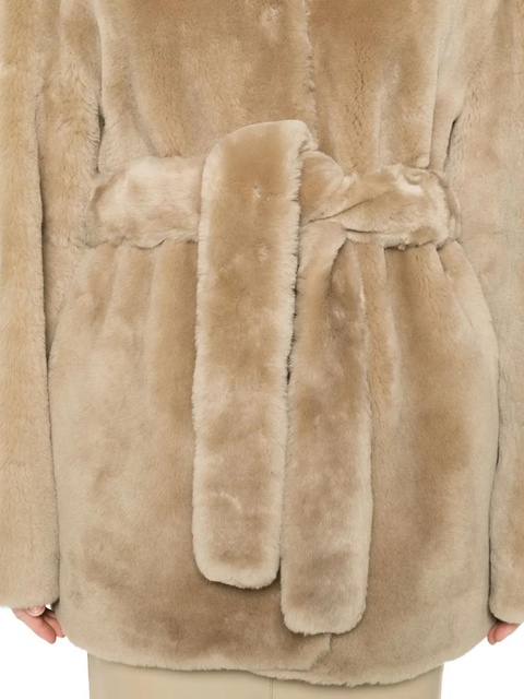 TOTEME belted shearling jacket - Neutrals - zdjęcie produktu nr 2