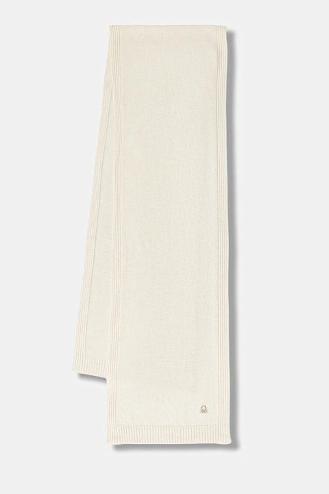 United Colors of Benetton szalik z dodatkiem wełny damski kolor beżowy gładki 122HDU01O - zdjęcie produktu nr 1