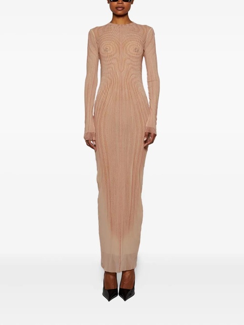 Jean Paul Gaultier spiral-print mesh maxi dress - Neutrals - zdjęcie produktu nr 2