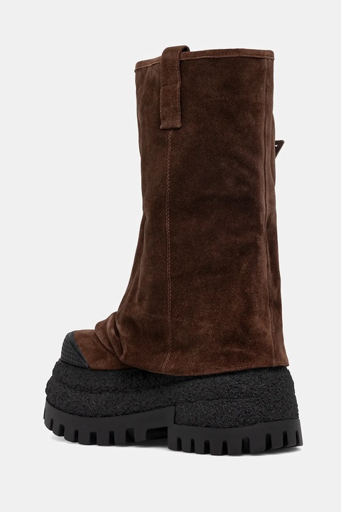Naked Wolfe kozaki zamszowe Disturb damskie kolor brązowy na platformie Disturb Chocolate Suede - zdjęcie produktu nr 1