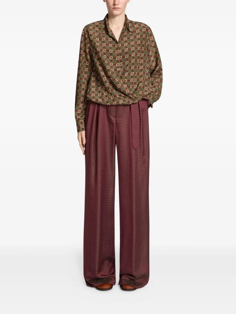 DRIES VAN NOTEN belted jacquard trousers - Red - zdjęcie produktu nr 2