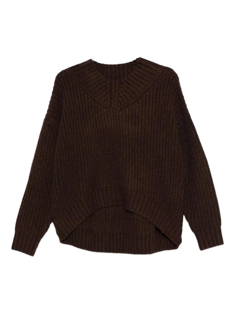 STAUD ribbed V-neck sweater - Brown - zdjęcie produktu nr 1