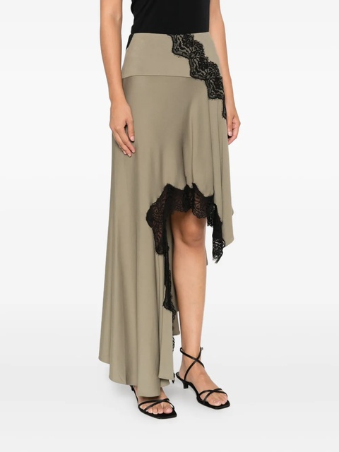 Christopher Esber lace-trim asymmetric maxi skirt - Green - zdjęcie produktu nr 2