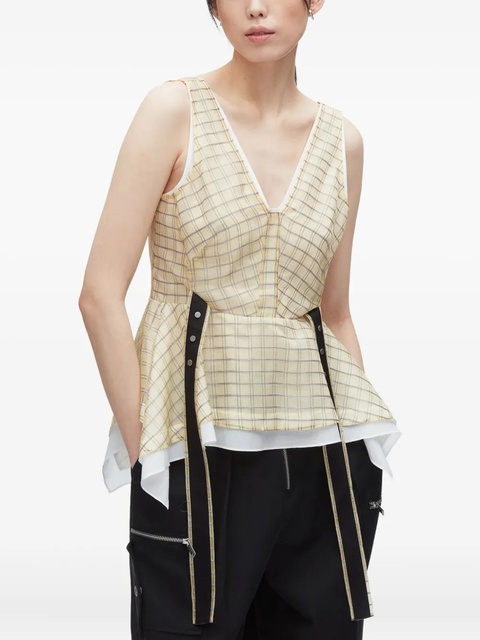 3.1 Phillip Lim checked peplum top - Neutrals - zdjęcie produktu nr 2