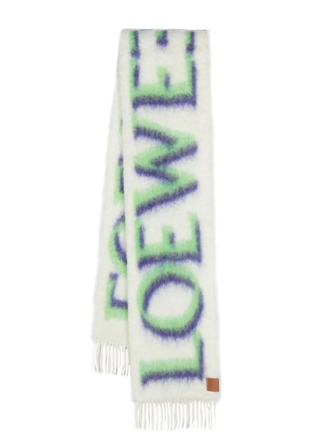 LOEWE intarsia logo-knit scarf - White - zdjęcie produktu nr 1