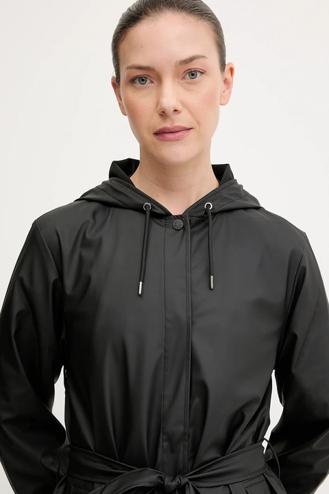 Rains kurtka 12040 A-Line Longer W Jacket kolor czarny przejściowa 12040 - zdjęcie produktu nr 1