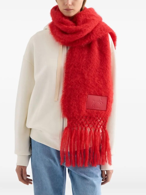 Jil Sander horse-patch fringed scarf - Red - zdjęcie produktu nr 2
