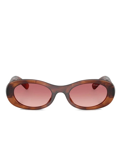 Miu Miu Eyewear tortoiseshell-pattern oval-frame sunglasses - Brown - zdjęcie produktu nr 1