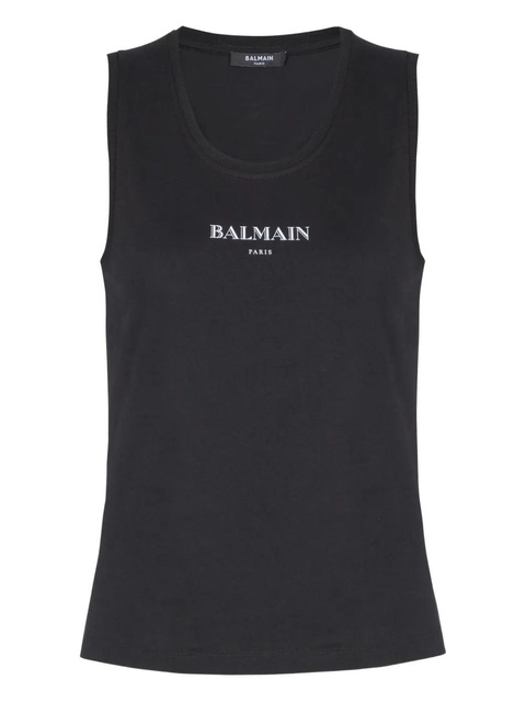 Balmain logo-print cotton top - Black - zdjęcie produktu nr 1