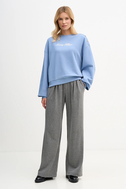 Tommy Hilfiger bluza bawełniana damska kolor niebieski z nadrukiem WW0WW48783 - zdjęcie produktu nr 1