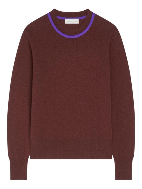 DRIES VAN NOTEN contrast-trim cashmere sweater - Brown - zdjęcie produktu nr 1