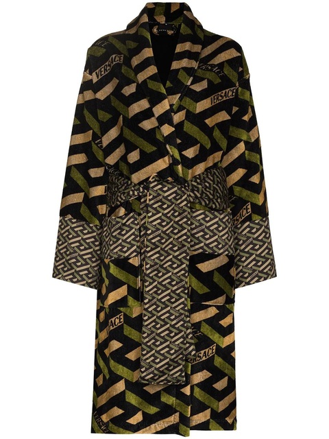Versace La Greca jacquard bathrobe - Green - zdjęcie produktu nr 1