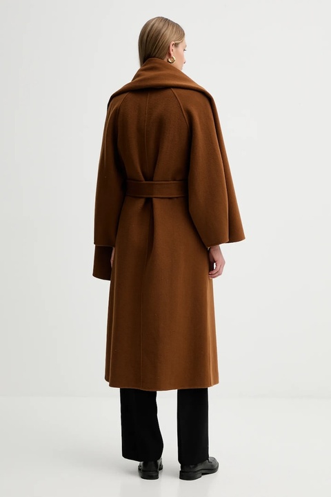 Liviana Conti płaszcz wełniany kolor brązowy F5WW69 - zdjęcie produktu nr 1