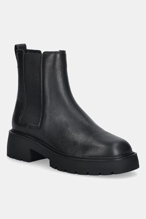Calvin Klein sztyblety skórzane CHUNKY CHELSEA BOOT LTH kolor czarny na płaskim obcasie YW0YW02072 - zdjęcie produktu nr 1
