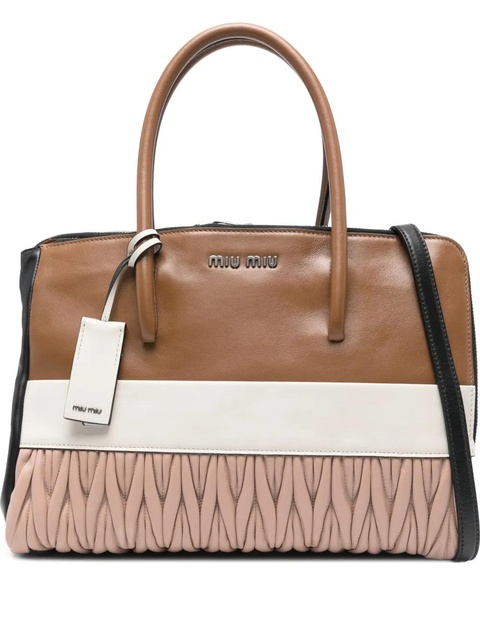 Miu Miu ruched logo-detail tote bag - Brown - zdjęcie produktu nr 1