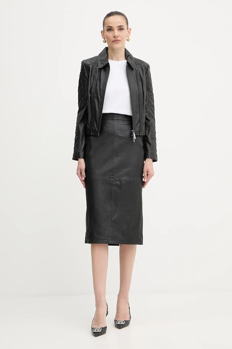 Armani Exchange spódnica skórzana kolor czarny midi ołówkowa XW001239 AF16212 - zdjęcie produktu nr 2