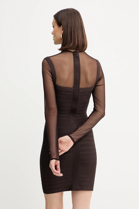Herve Leger sukienka Amy kolor brązowy mini dopasowana HLT8539685 - zdjęcie produktu nr 2