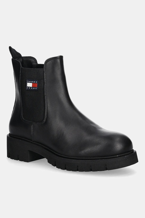 Tommy Jeans sztyblety TJW CHELSEA LEATHER BOOT damskie kolor czarny na płaskim obcasie EN0EN02825 - zdjęcie produktu nr 1