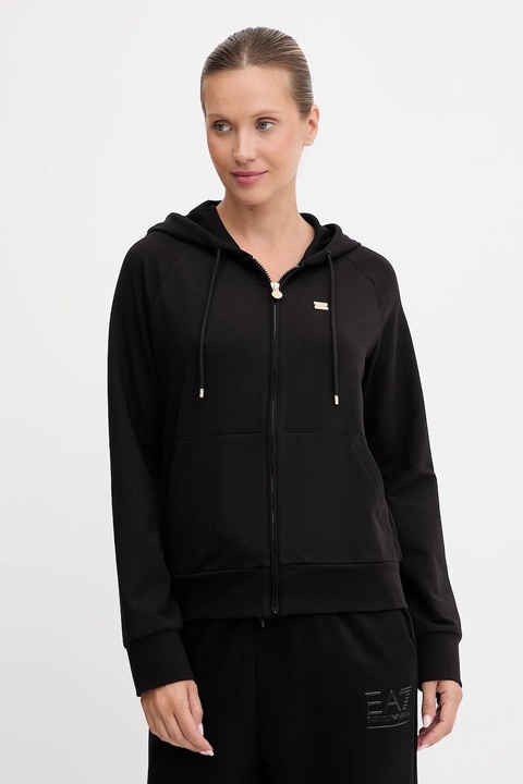 EA7 Emporio Armani bluza damska kolor czarny z kapturem gładka AF13135.7W000458 - zdjęcie produktu nr 1
