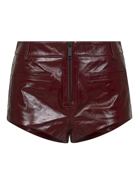 Self-Portrait craqué leather shorts - BURGUNDY - zdjęcie produktu nr 2