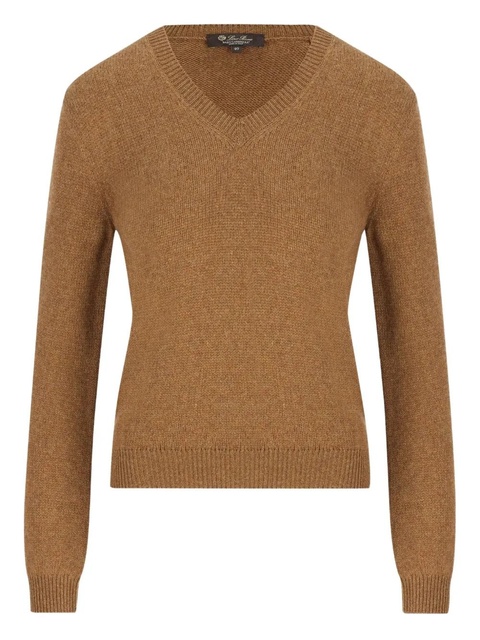 Loro Piana V-neck ribbed-trim sweater - Brown - zdjęcie produktu nr 1