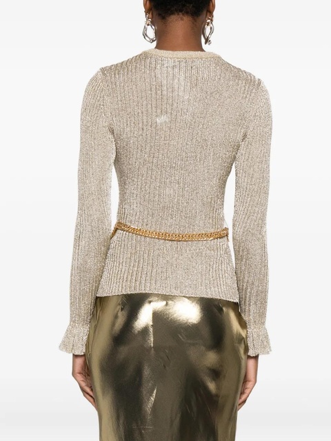 Self-Portrait ribbed-knit lurex jumper - Neutrals - zdjęcie produktu nr 2