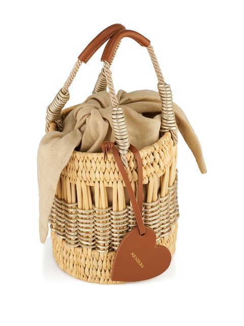 Aquazzura mini straw heart-shaped bucket bag - Neutrals - zdjęcie produktu nr 1