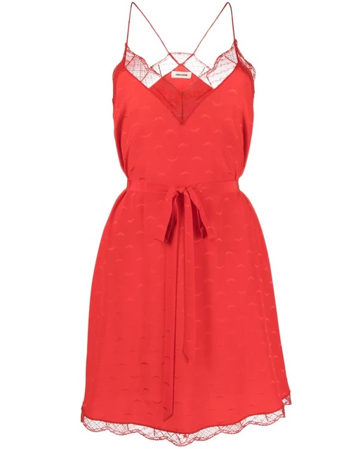 Zadig&Voltaire Christy Jac wings-motif lace-trim silk dress - Red - zdjęcie produktu nr 1