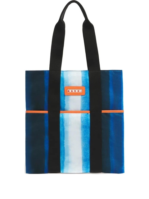 Marni striped tape-handles tote bag - Blue - zdjęcie produktu nr 1