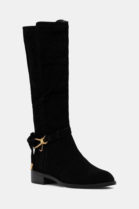 Steve Madden kozaki zamszowe Xtreme damskie kolor czarny na płaskim obcasie 11005013 - zdjęcie produktu nr 1