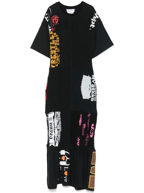 Marine Serre shirred midi dress - Black - zdjęcie produktu nr 1