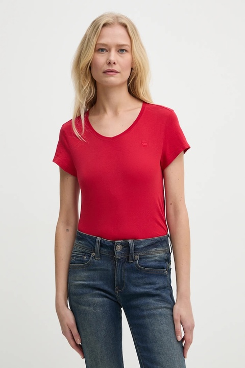 G-Star Raw t-shirt bawełniany damski kolor czerwony D24533-4107 - zdjęcie produktu nr 1