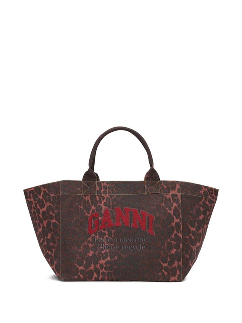 GANNI leopard-print canvas tote bag - Brown - zdjęcie produktu nr 1