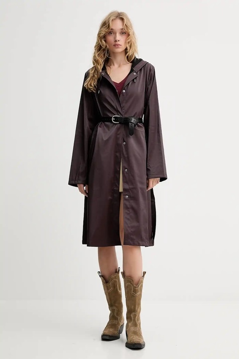 Rains kurtka 12040 A-Line Longer W Jacket kolor fioletowy przejściowa 12040 - zdjęcie produktu nr 1