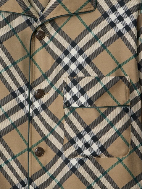 Burberry check-pattern silk pyjama shirt - Brown - zdjęcie produktu nr 2