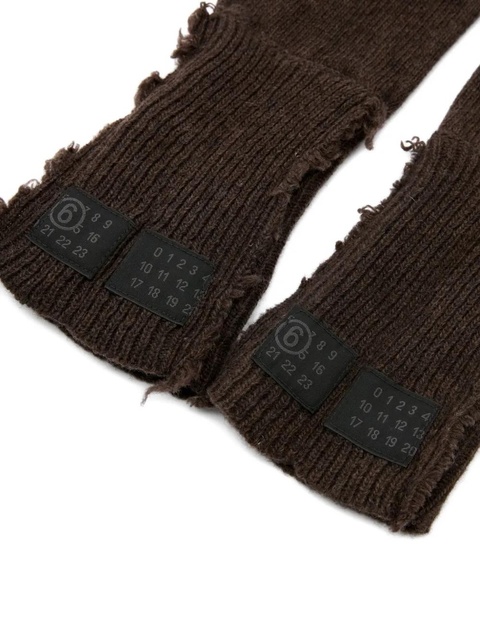 MM6 Maison Margiela ribbed-knit gloves - Brown - zdjęcie produktu nr 1