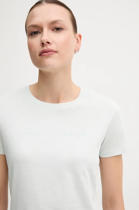 Armani Exchange t-shirt bawełniany damski kolor niebieski XW000839 AF10356 - zdjęcie produktu nr 2