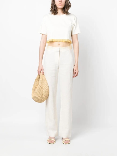 Lanvin fringed cropped T-shirt - Neutrals - zdjęcie produktu nr 2