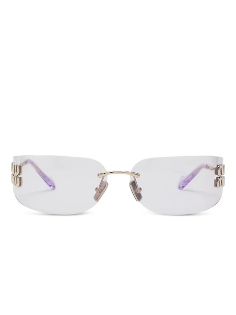 Miu Miu Eyewear logo-plaque rimless sunglasses - Gold - zdjęcie produktu nr 2