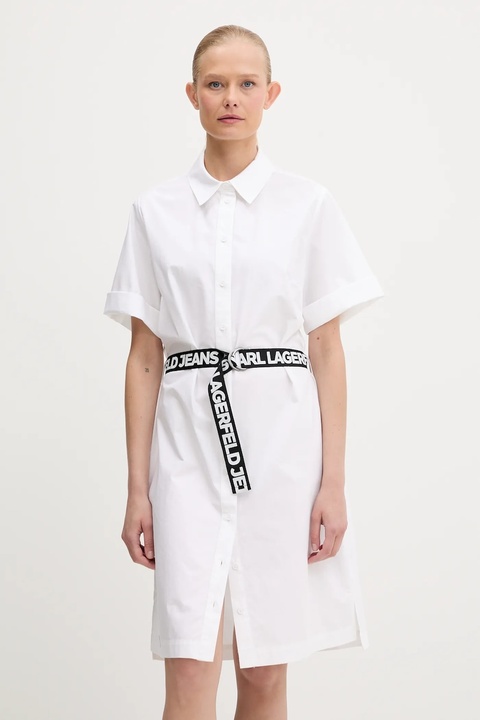 Karl Lagerfeld Jeans sukienka bawełniana kolor biały mini prosta A3W13030 - zdjęcie produktu nr 1