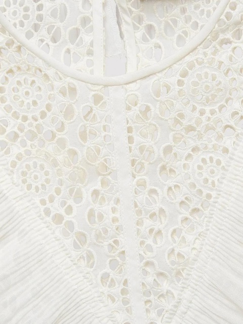 SANDRO pre-owned ruffled broderie-anglaise blouse - White - zdjęcie produktu nr 2