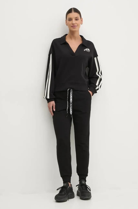 Dkny spodnie dresowe damskie kolor czarny gładkie DP5P3496 - zdjęcie produktu nr 2