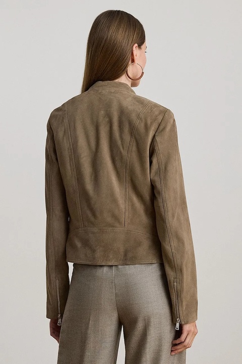 Lauren Ralph Lauren kurtka biker skórzana kolor brązowy przejściowa 200951236 - zdjęcie produktu nr 2
