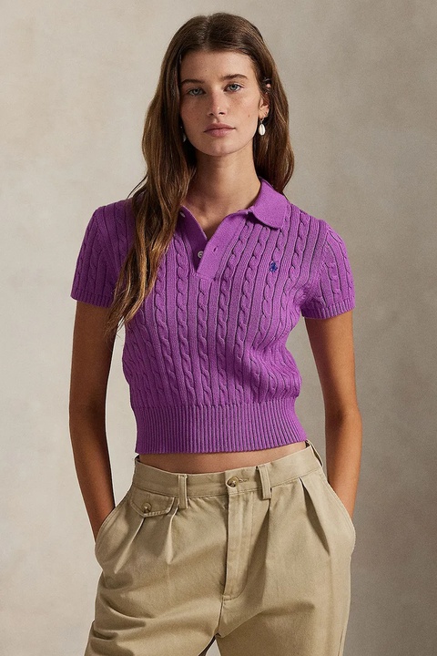 Polo Ralph Lauren sweter bawełniany damski kolor fioletowy lekki 211972118 - zdjęcie produktu nr 1