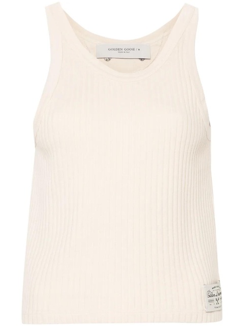 Golden Goose ribbed-knit cotton tank top - Neutrals - zdjęcie produktu nr 1
